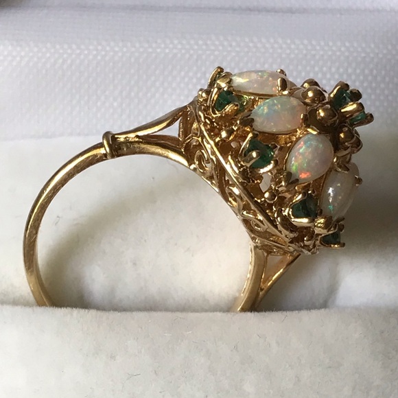 Franklin Mint Jewelry Franklin Mint 4k Emeralds Opals Gold Ring